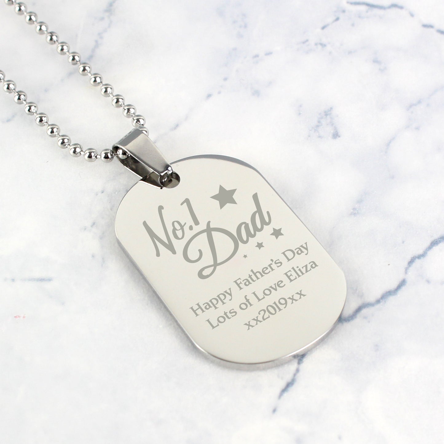 Personalised No.1 Dad Stainless Steel Dog Tag Necklace