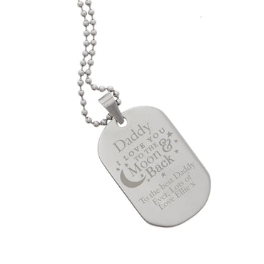 Personalised 'To The Moon & Back...' Stainless Steel Dog Tag Necklace