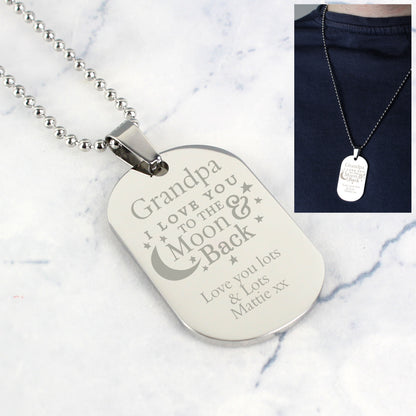 Personalised 'To The Moon & Back...' Stainless Steel Dog Tag Necklace