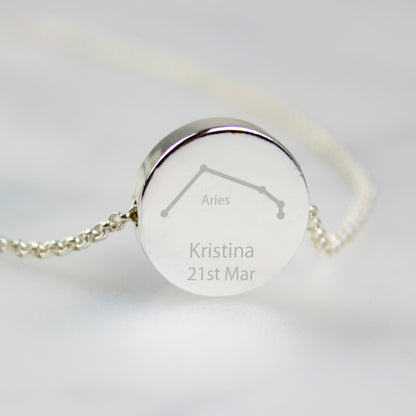 Personalised Aries Zodiac Star Sign Silver Tone Necklace (March 21st-April 19th)