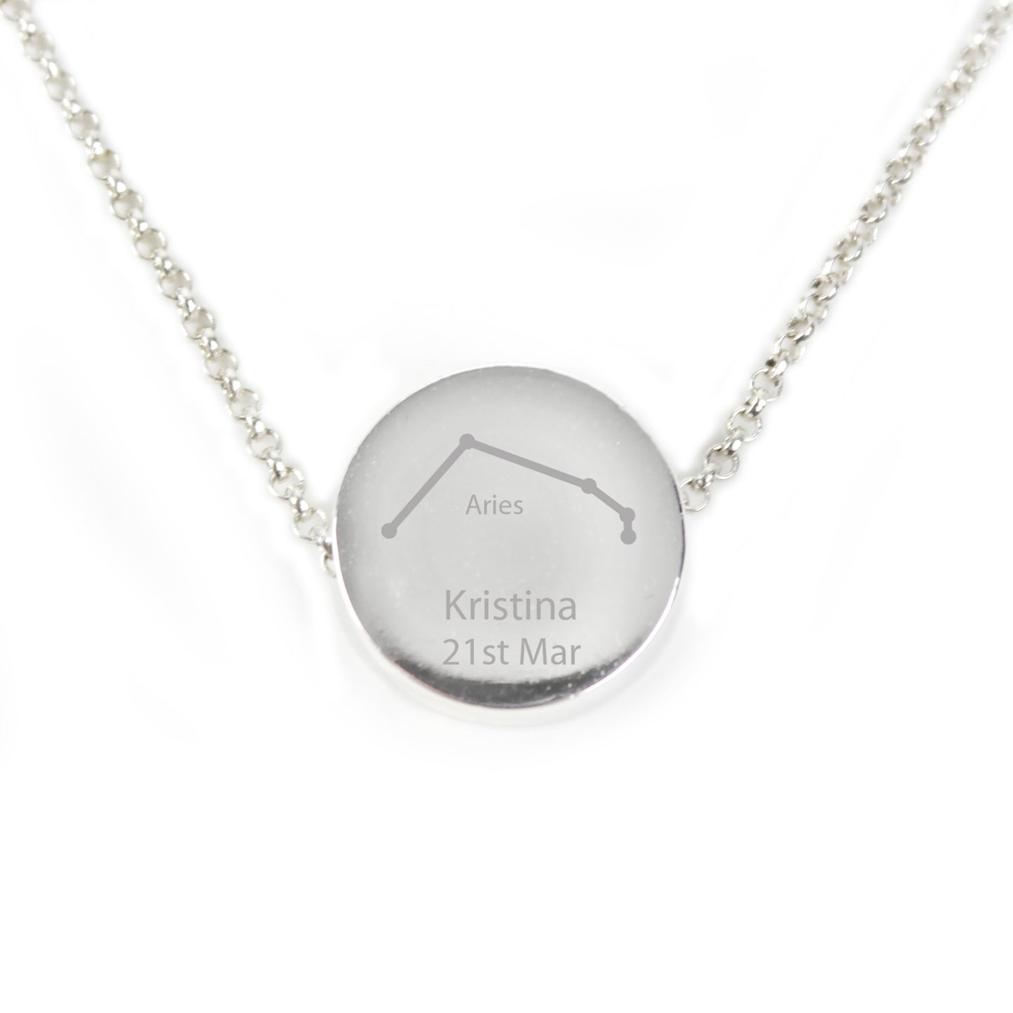 Personalised Aries Zodiac Star Sign Silver Tone Necklace (March 21st-April 19th)