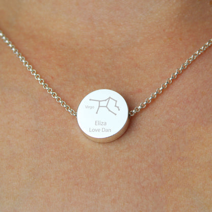 Personalised Virgo Zodiac Star Sign Silver Tone Necklace (August 23rd - September 22nd)