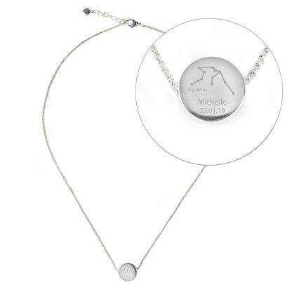 Personalised Aquarius Zodiac Star Sign Silver Tone Necklace (January 20th - February 18th)