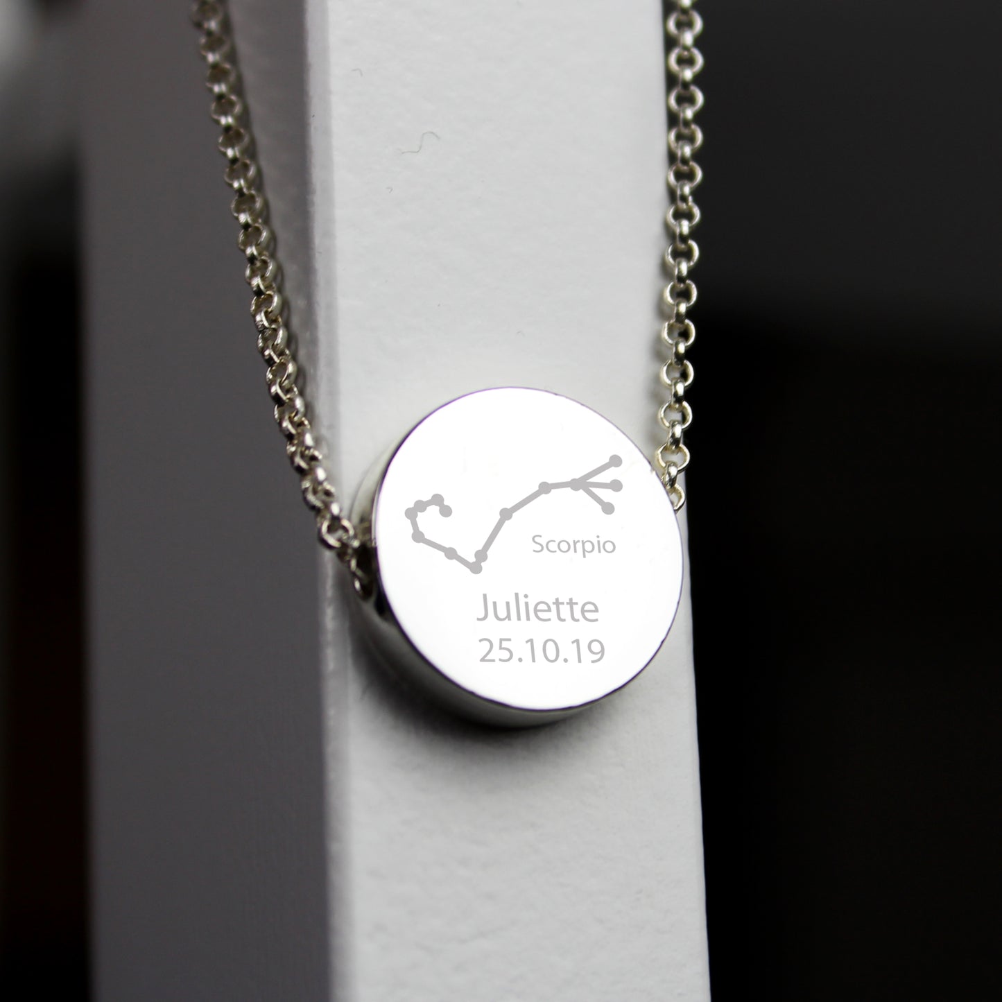 Personalised Scorpio Zodiac Star Sign Silver Tone Necklace (October 23rd - November 21st)