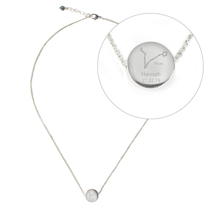 Personalised Pisces Zodiac Star Sign Silver Tone Necklace (February 19th - March 20th)