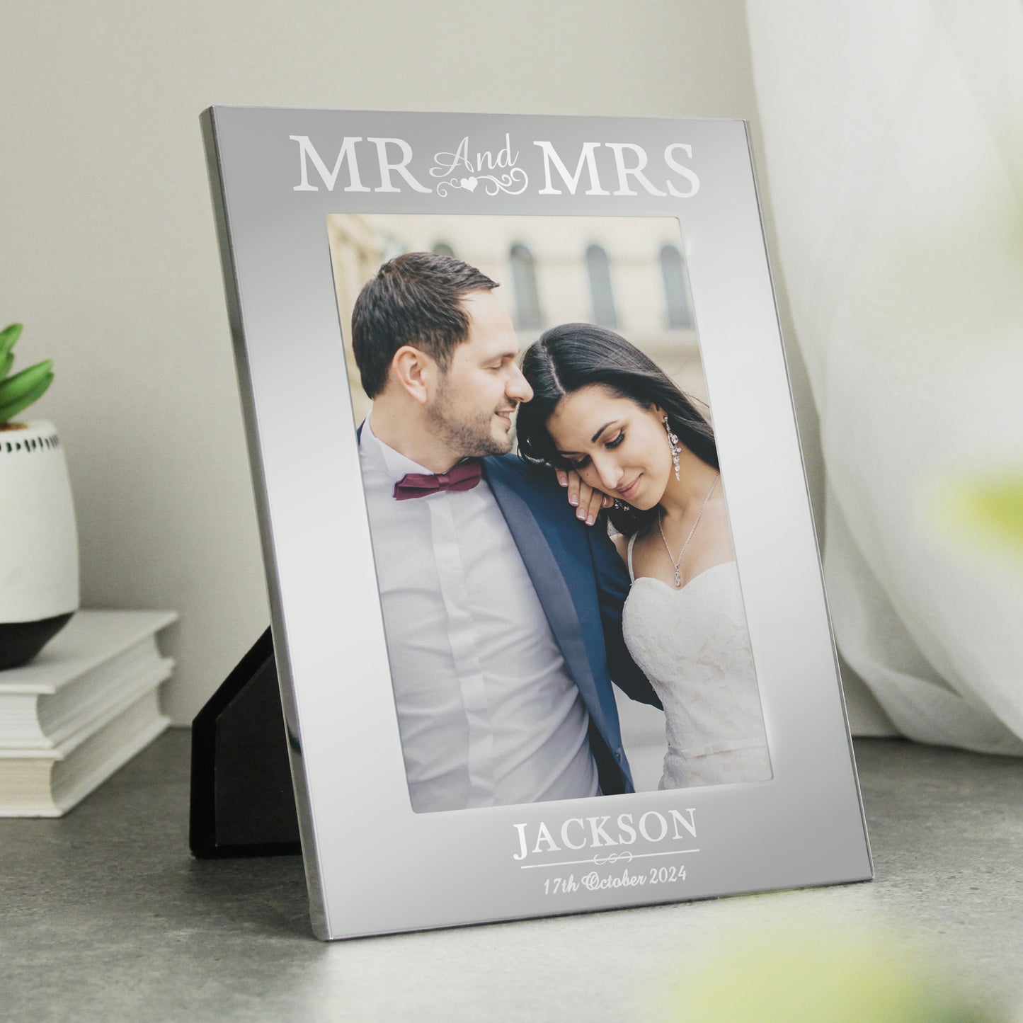 Personalised Mr & Mrs 6x4 Silver Photo Frame