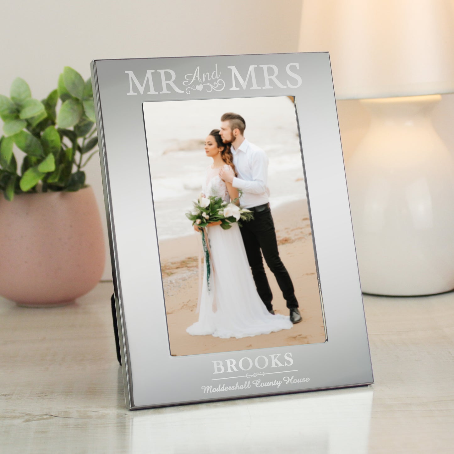 Personalised Mr & Mrs 6x4 Silver Photo Frame