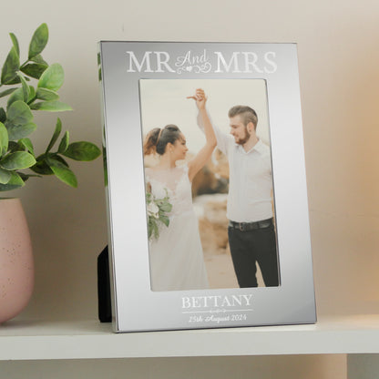 Personalised Mr & Mrs 6x4 Silver Photo Frame