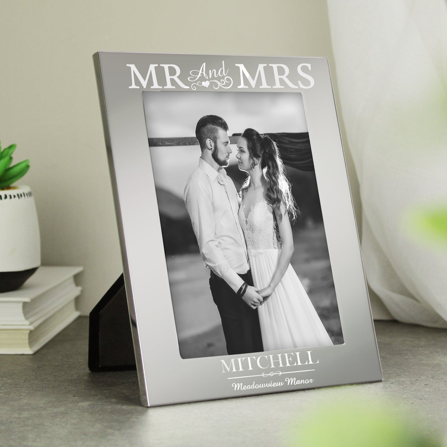 Personalised Mr & Mrs 5x7 Silver Photo Frame