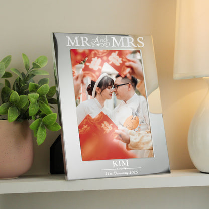 Personalised Mr & Mrs 5x7 Silver Photo Frame