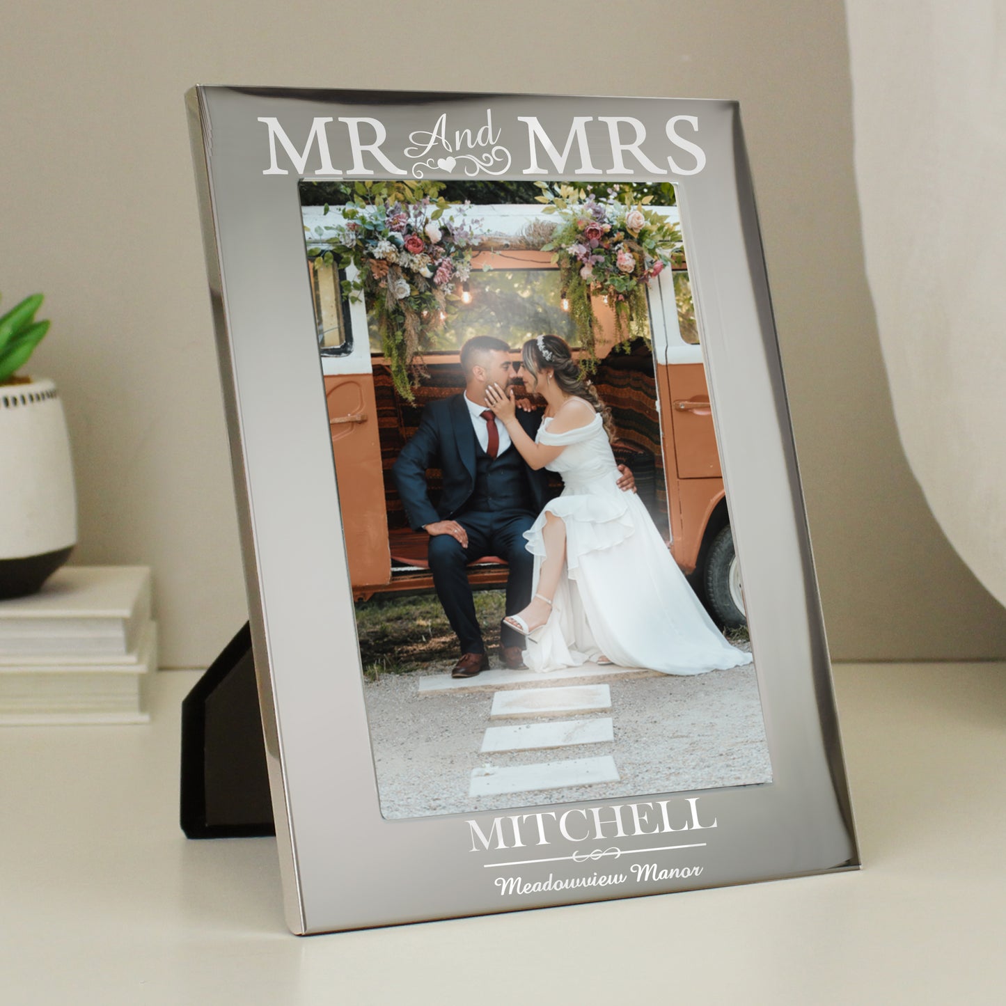 Personalised Mr & Mrs 5x7 Silver Photo Frame