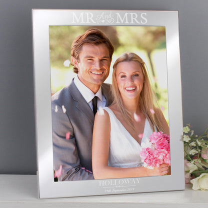 Personalised Mr & Mrs 10x8 Silver Photo Frame