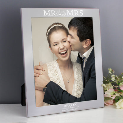 Personalised Mr & Mrs 10x8 Silver Photo Frame