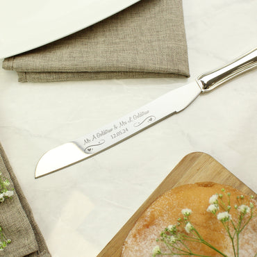 Personalised Heart & Swirl Cake Knife