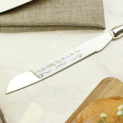 Personalised Heart & Swirl Cake Knife