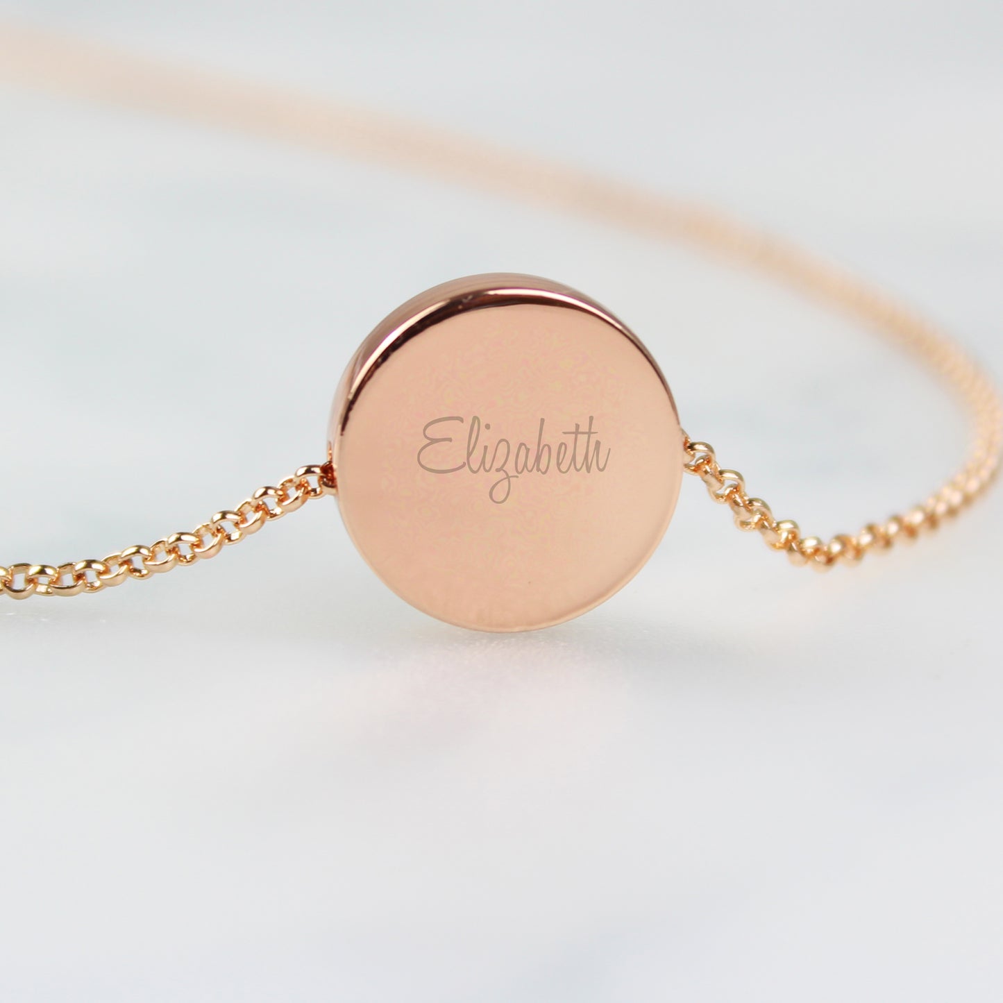 Personalised Any Name Rose Gold Tone Disc Necklace