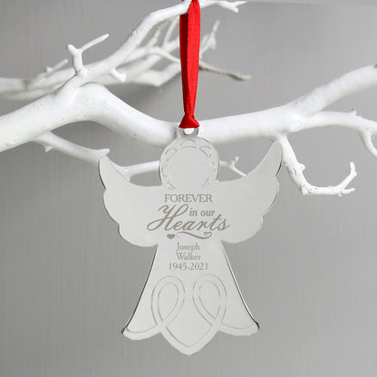 Personalised In Our Hearts Angel Metal Decoration