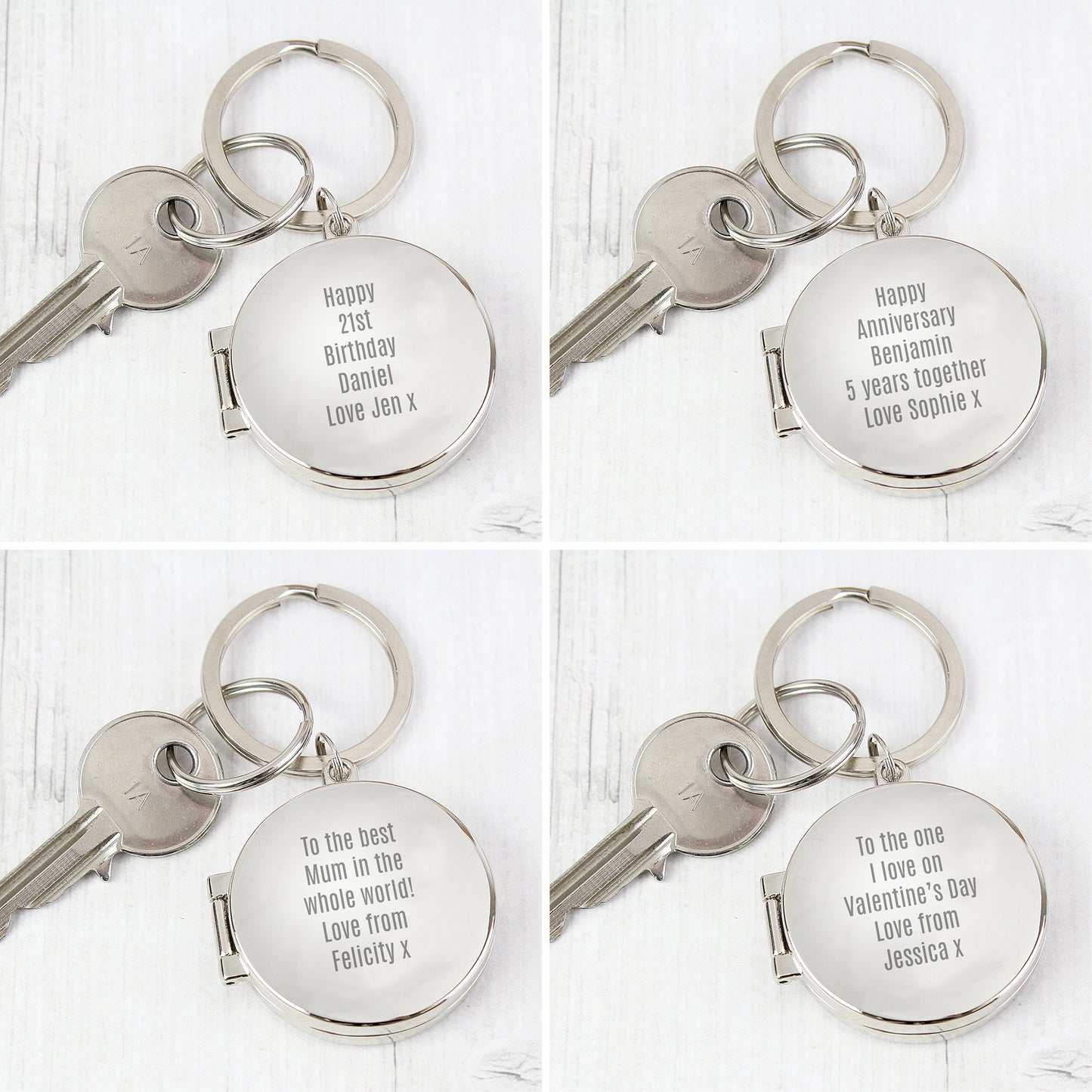 Personalised Free Text Round Photo keyring