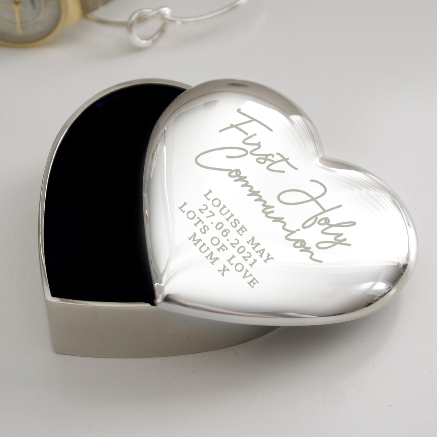 Personalised First Holy Communion Heart Trinket Box