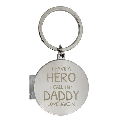 Personalised I Have A Hero Round Photo Keyring