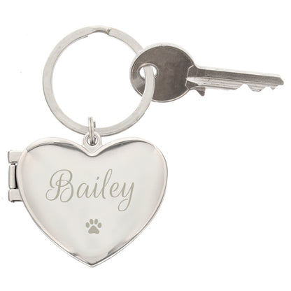 Personalised Paw Print Heart Photo Frame Keyring