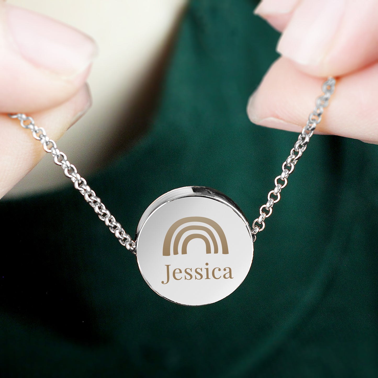 Personalised Rainbow Disc Necklace