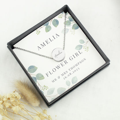 Personalised Botanical Sentiment Silver Tone Necklace and Box