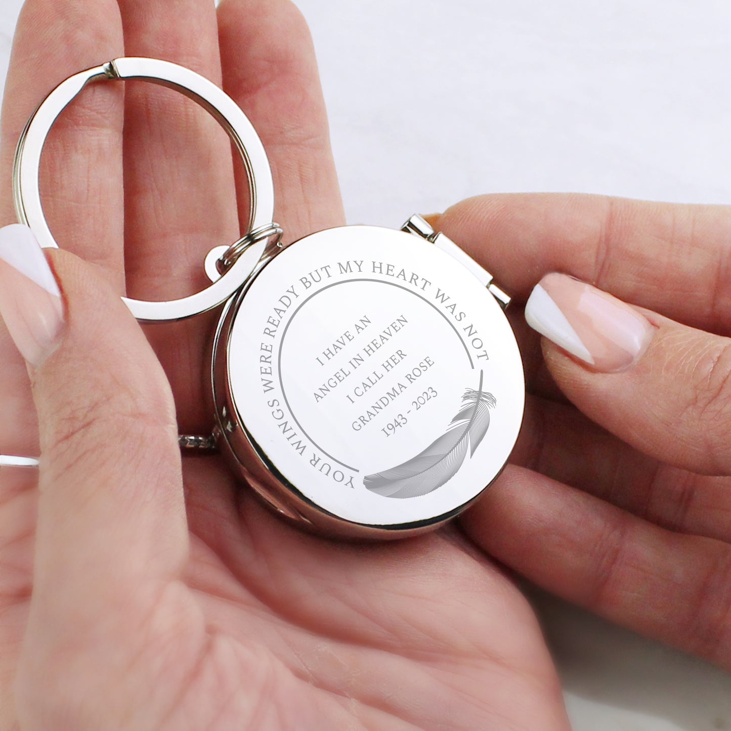 Personalised In Loving Memory Round Photo Keyring