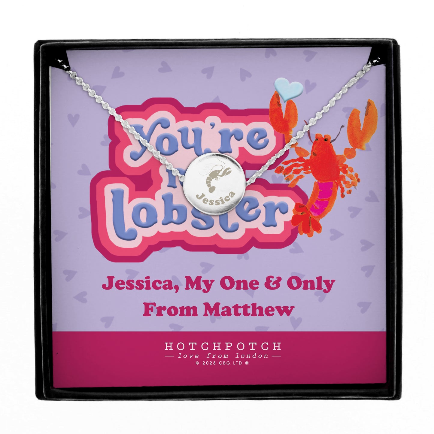 Personalised Hotchpotch Youre My Lobster Sentiment Silver Tone Necklace and Box