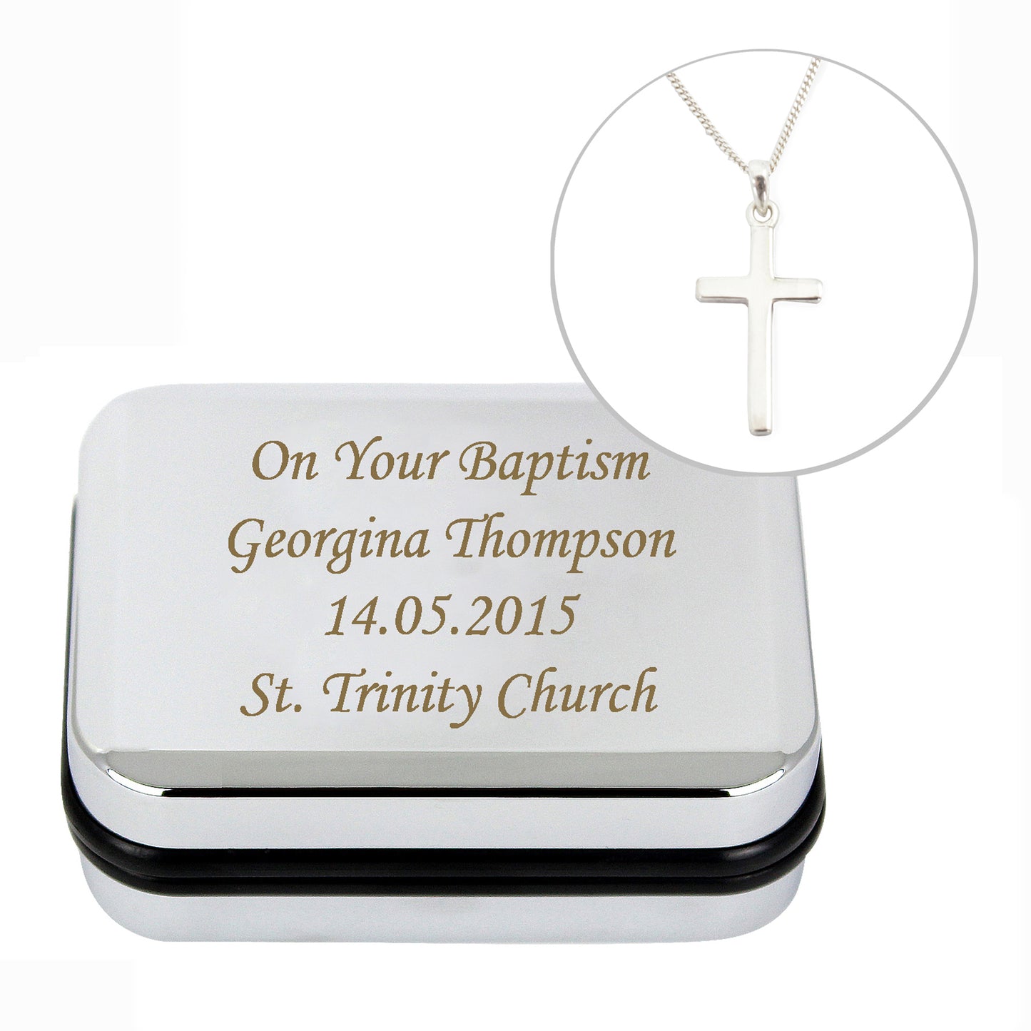 Personalised Box with Silver Cross Necklace