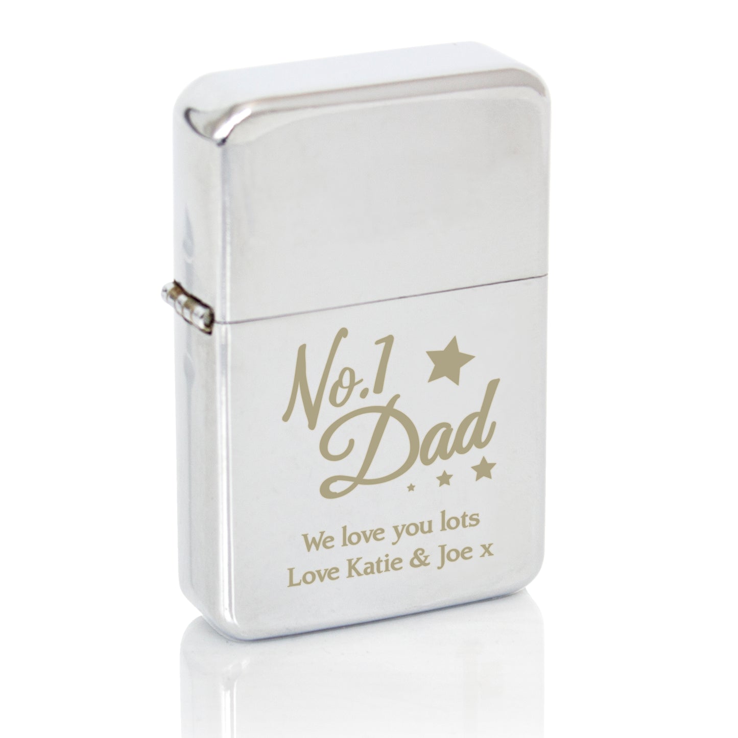 Personalised No.1 Dad Silver Lighter