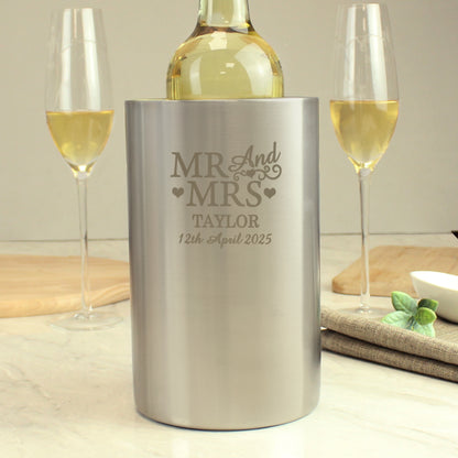 Personalised Mr & Mrs Wine Cooler