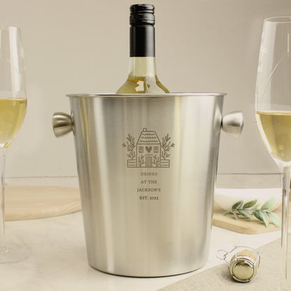 Personalised House Stainless Steel Ice Bucket