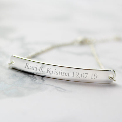 Personalised Silver Tone Bar Bracelet