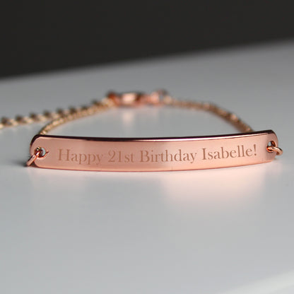 Personalised Rose Gold Tone Bar Bracelet