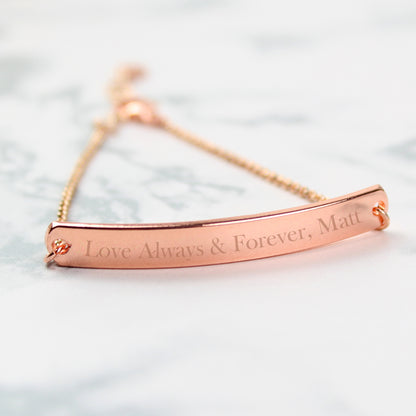 Personalised Rose Gold Tone Bar Bracelet