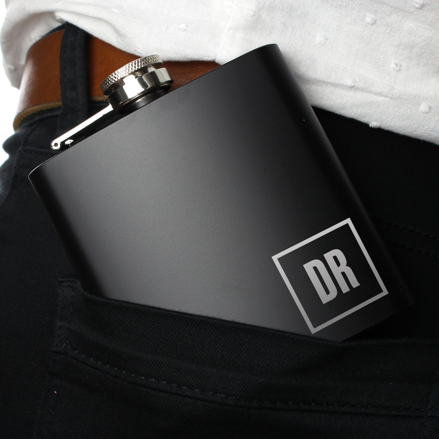 Personalised Initials Black Hip Flask