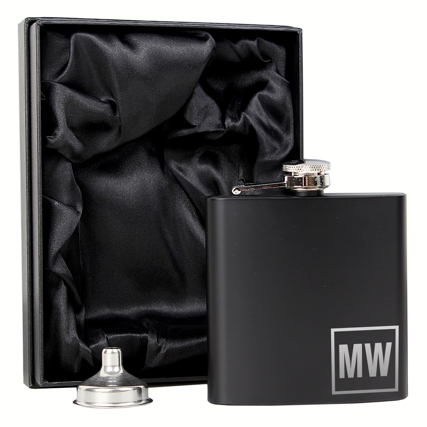 Personalised Initials Black Hip Flask