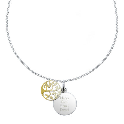 Personalised Sterling Silver & 9ct Gold Family Tree Of Life Necklace