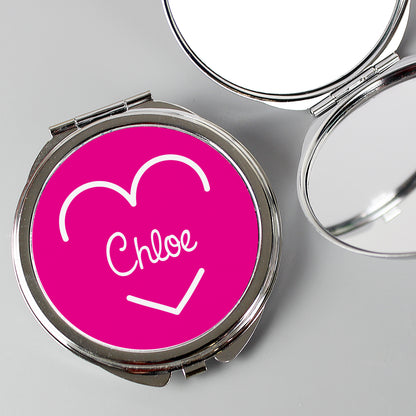 Personalised Pink Name Compact Mirror