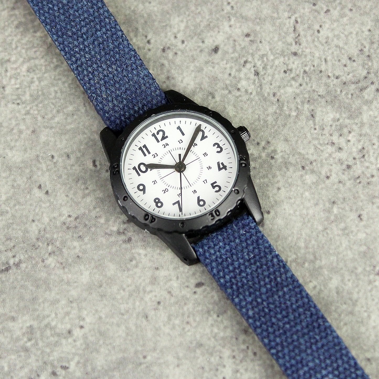 Personalised Black with Blue Canvas Strap Boys Watch