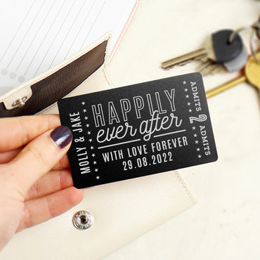 Personalised Happily Ever After Black Wallet Card