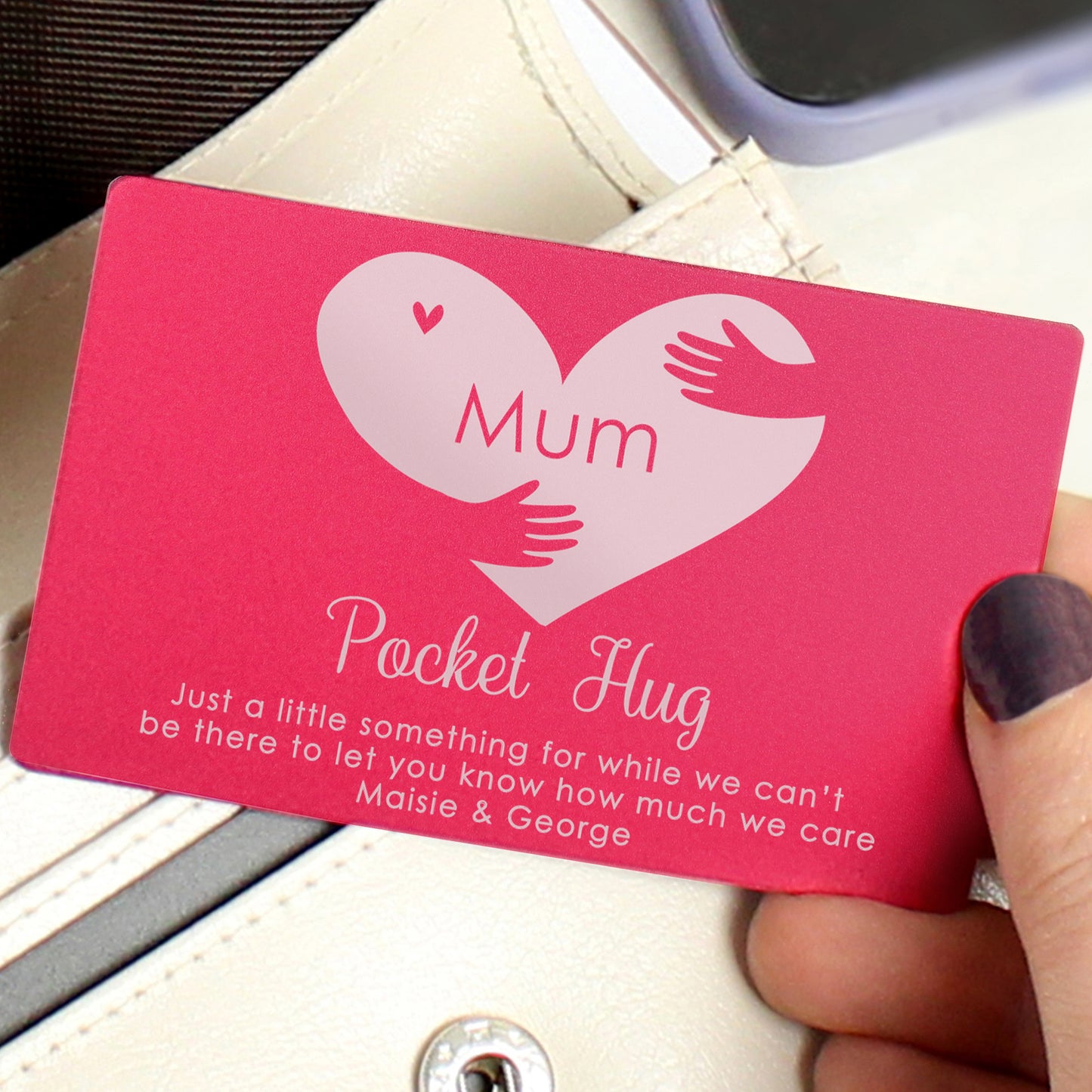 Personalised Pocket Hug Cerise Wallet Card