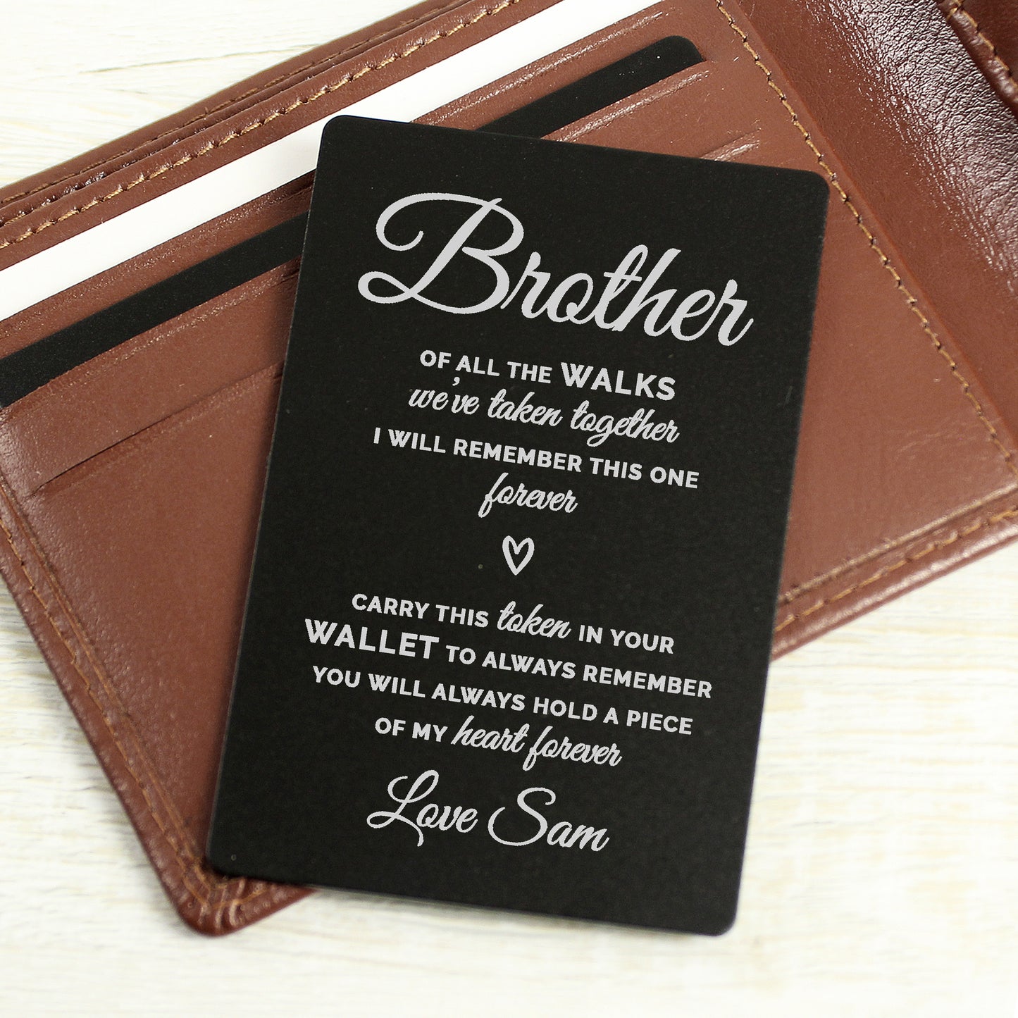 Personalised Of All The Walks Black Wallet Card