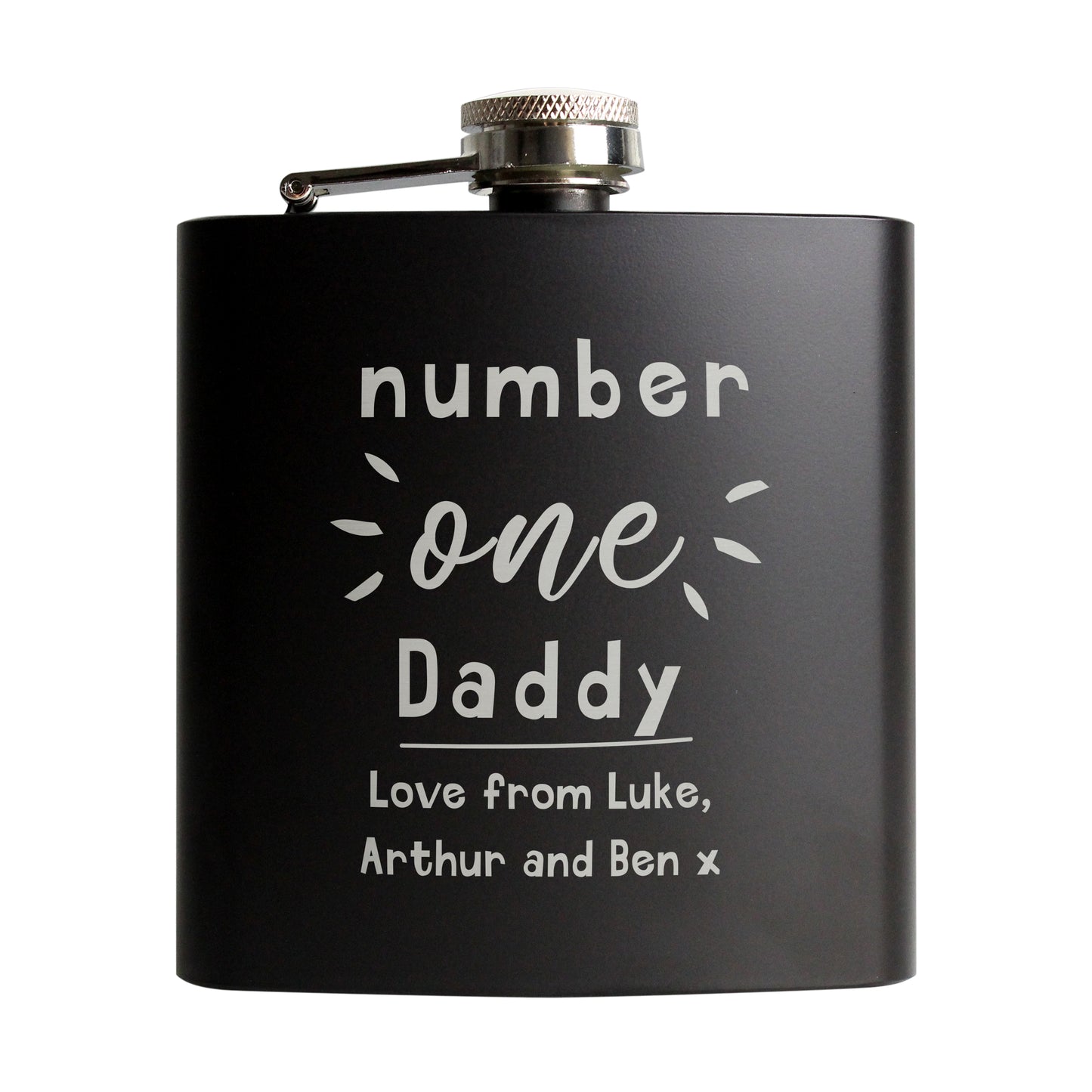 Personalised Number One Black Hip Flask