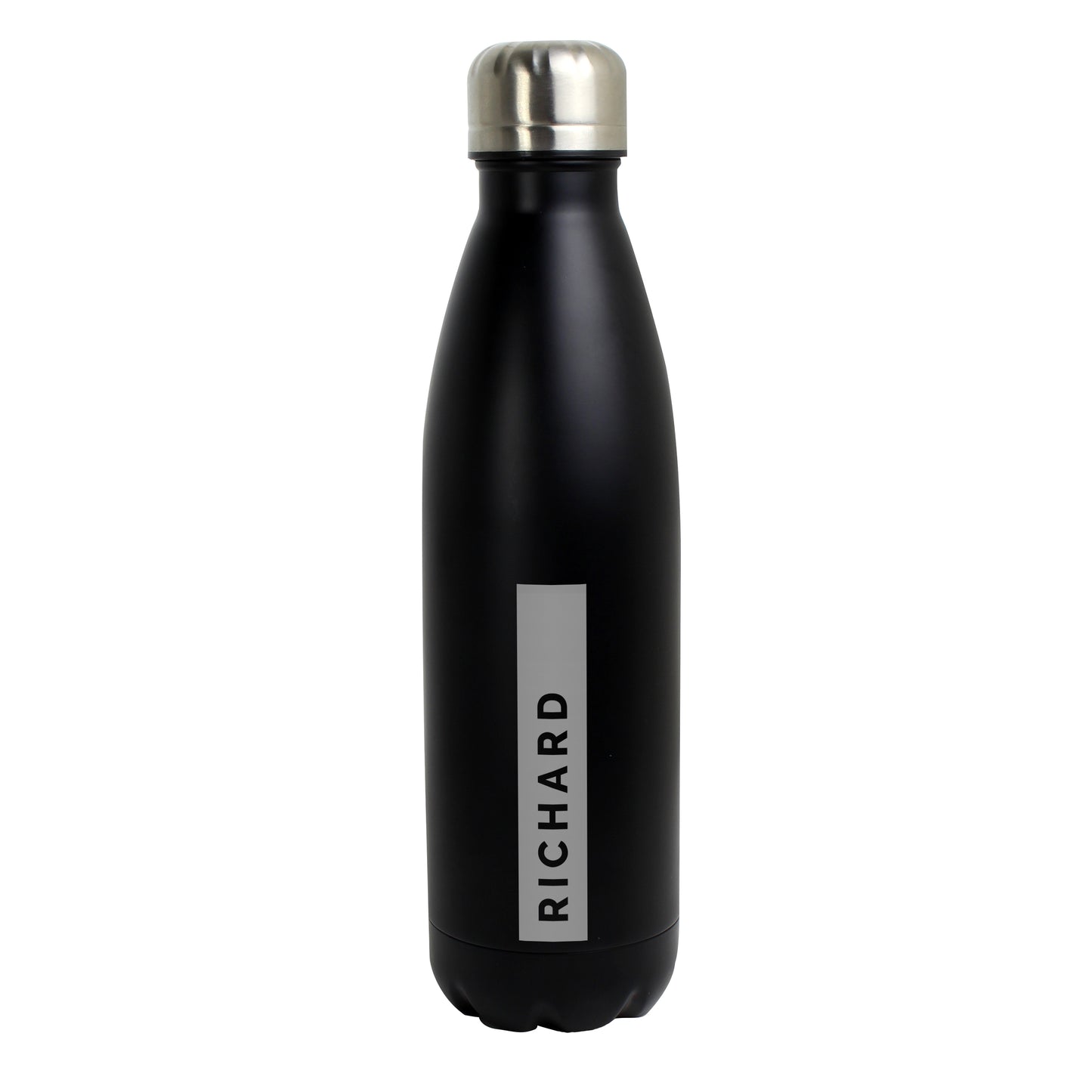 Personalised Rectangle Black Metal Insulated Drinks Bottle