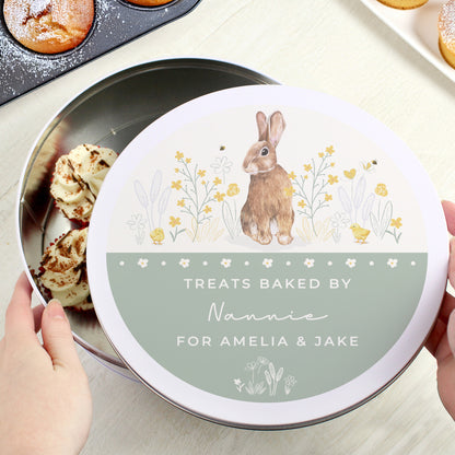 Personalised Spring Bunny Cake Tin