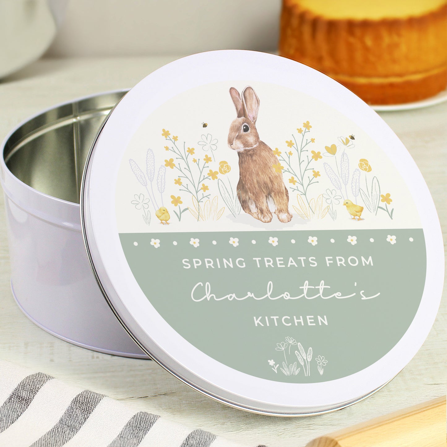 Personalised Spring Bunny Cake Tin