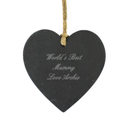 Personalised Script Engraved Slate Heart Decoration