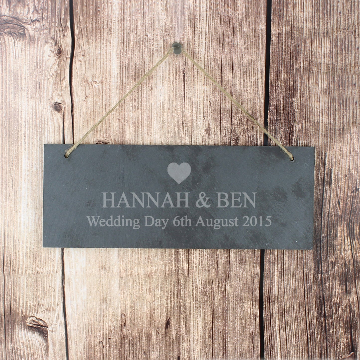 Personalised Heart Motif Hanging Slate Plaque